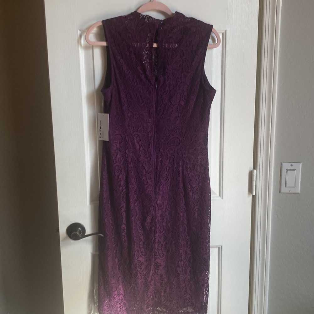 En Focus lace purple sheath dress sz 12 - Picture 6 of 7